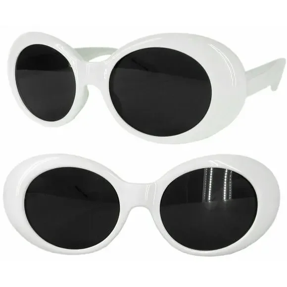 Kurt Cobain Sunglasses White Oval Shades Punk Grunge Retro Clout - Picture 3 of 7
